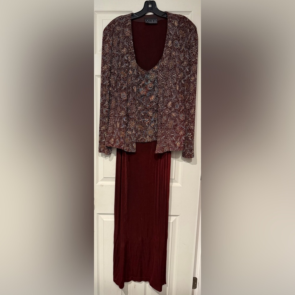 *Prom* Alex Evenings Sparkly Chocolate/Maroon 2pc Formal Dress set